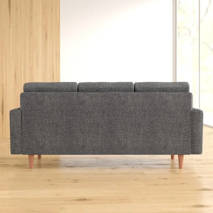 Divano a 2-3 posti in velluto con braccioli squadrati (Blu Scuro / Beige / Borgogna / Marrone / Grigio)
