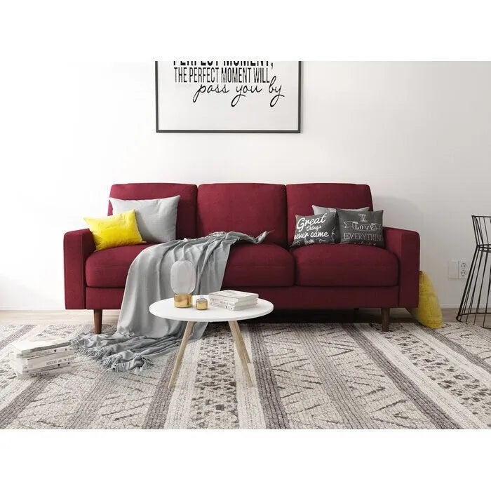 Divano a 2-3 posti in velluto con braccioli squadrati (Blu Scuro / Beige / Borgogna / Marrone / Grigio)