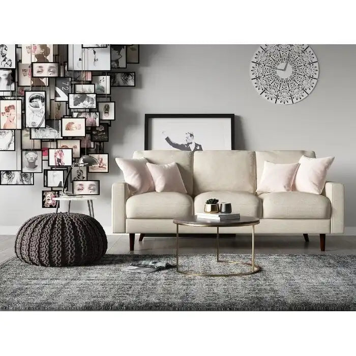 Divano a 2-3 posti in velluto con braccioli squadrati (Blu Scuro / Beige / Borgogna / Marrone / Grigio)