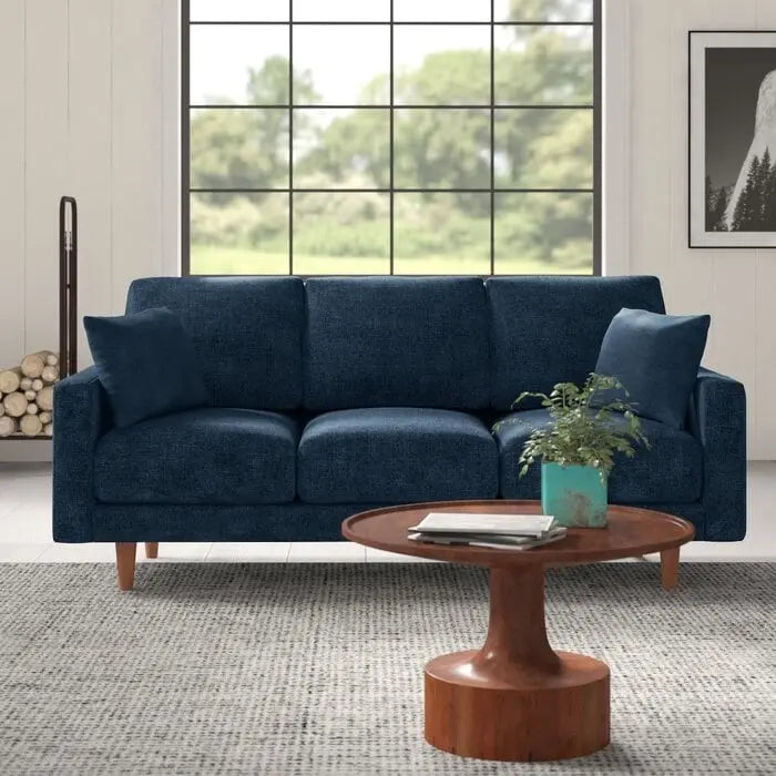 Divano a 2-3 posti in velluto con braccioli squadrati (Blu Scuro / Beige / Borgogna / Marrone / Grigio)