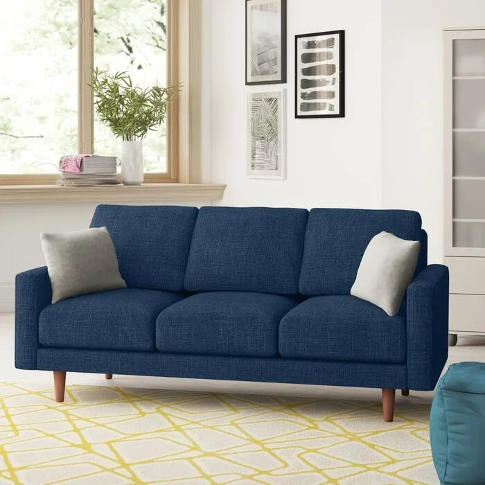 Divano a 2-3 posti in velluto con braccioli squadrati (Blu Scuro / Beige / Borgogna / Marrone / Grigio)