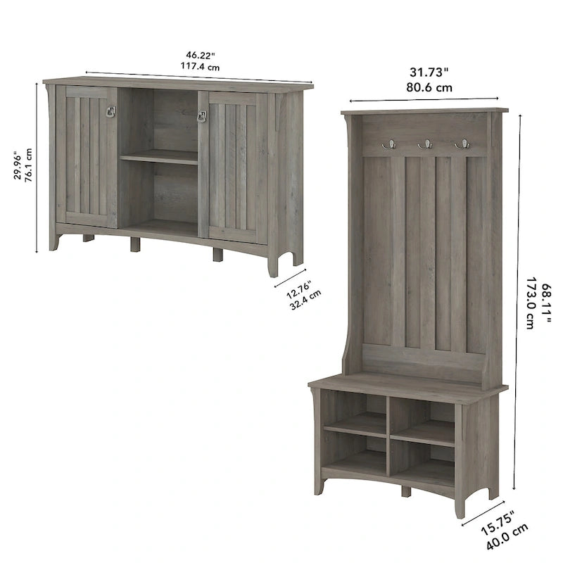 Appendiabiti con panca portascarpe e armadietto, multicolore, set da 3 pezzi