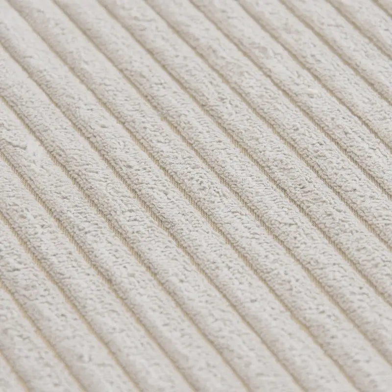 Divano sezionale a L reversibile a 3 posti in velluto a coste beige/marrone chiaro/nero con pouf