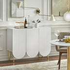 Credenza Mid-Century a 3 ante smerlate bianca/rosa/indaco, montaggio da 2 persone