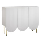Credenza Mid-Century a 3 ante smerlate bianca/rosa/indaco, montaggio da 2 persone
