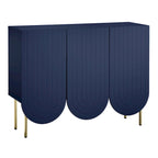 Credenza Mid-Century a 3 ante smerlate bianca/rosa/indaco, montaggio da 2 persone