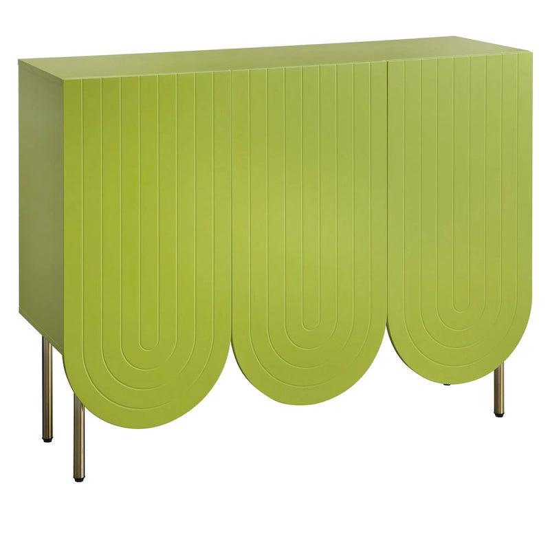 Credenza Mid-Century a 3 ante smerlate bianca/rosa/indaco, montaggio da 2 persone