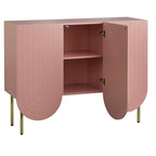 Credenza Mid-Century a 3 ante smerlate bianca/rosa/indaco, montaggio da 2 persone