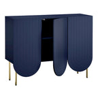 Credenza Mid-Century a 3 ante smerlate bianca/rosa/indaco, montaggio da 2 persone