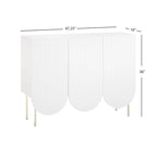 Credenza Mid-Century a 3 ante smerlate bianca/rosa/indaco, montaggio da 2 persone