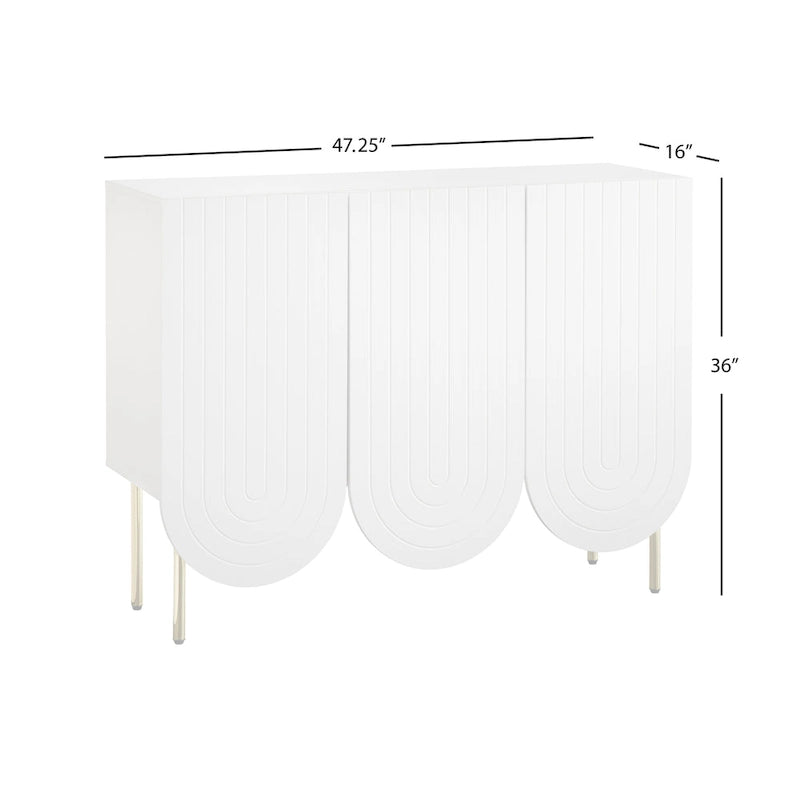 Credenza Mid-Century a 3 ante smerlate bianca/rosa/indaco, montaggio da 2 persone