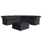 Divano componibile a L a 5 posti bianco/beige/nero, con poggiapiedi opzionale