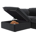 Divano componibile a L a 5 posti bianco/beige/nero, con poggiapiedi opzionale