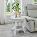 Tavolino rotondo contemporaneo in legno White/Charcoal con ripiano singolo