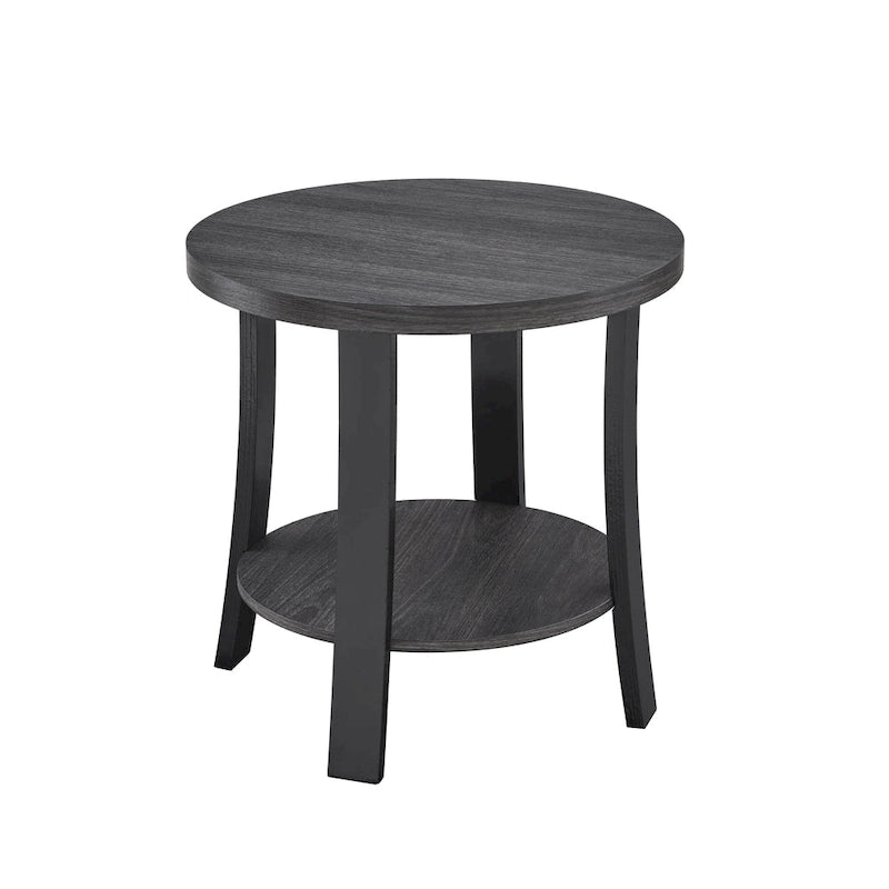 Tavolino rotondo contemporaneo in legno White/Charcoal con ripiano singolo