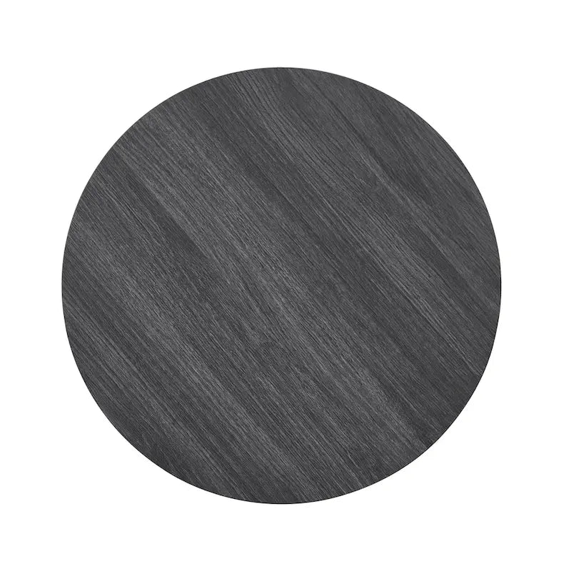 Tavolino rotondo contemporaneo in legno White/Charcoal con ripiano singolo