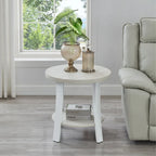 Tavolino rotondo contemporaneo in legno White/Charcoal con ripiano singolo