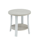 Tavolino rotondo contemporaneo in legno White/Charcoal con ripiano singolo
