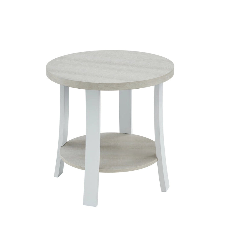 Tavolino rotondo contemporaneo in legno White/Charcoal con ripiano singolo