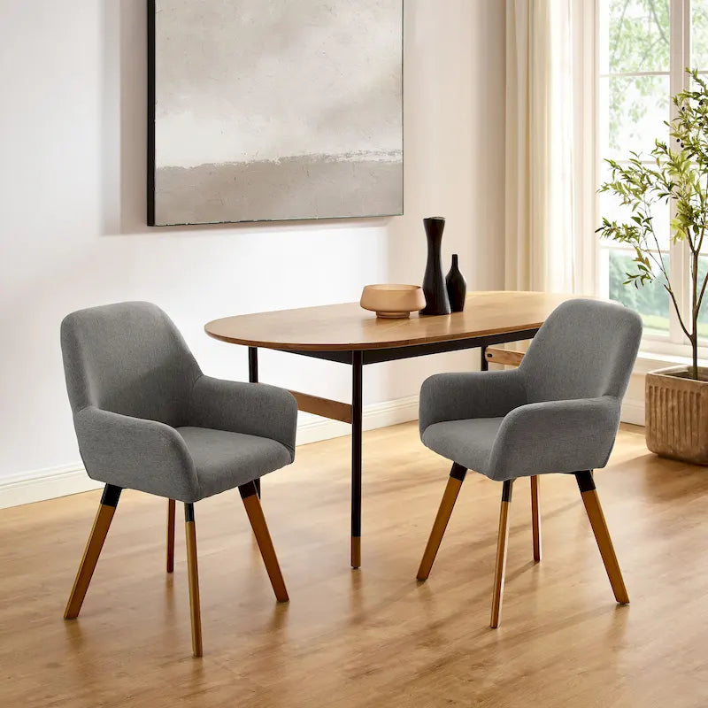 Sedia da pranzo girevole a 360° in tessuto e similpelle, set da 2
