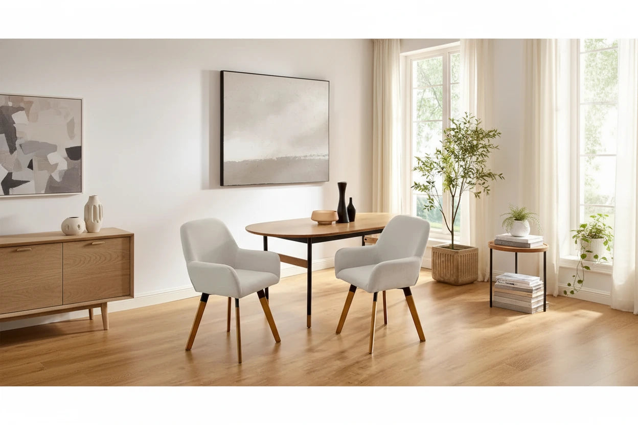 Sedia da pranzo girevole a 360° in tessuto e similpelle, set da 2