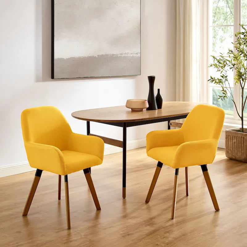 Sedia da pranzo girevole a 360° in tessuto e similpelle, set da 2