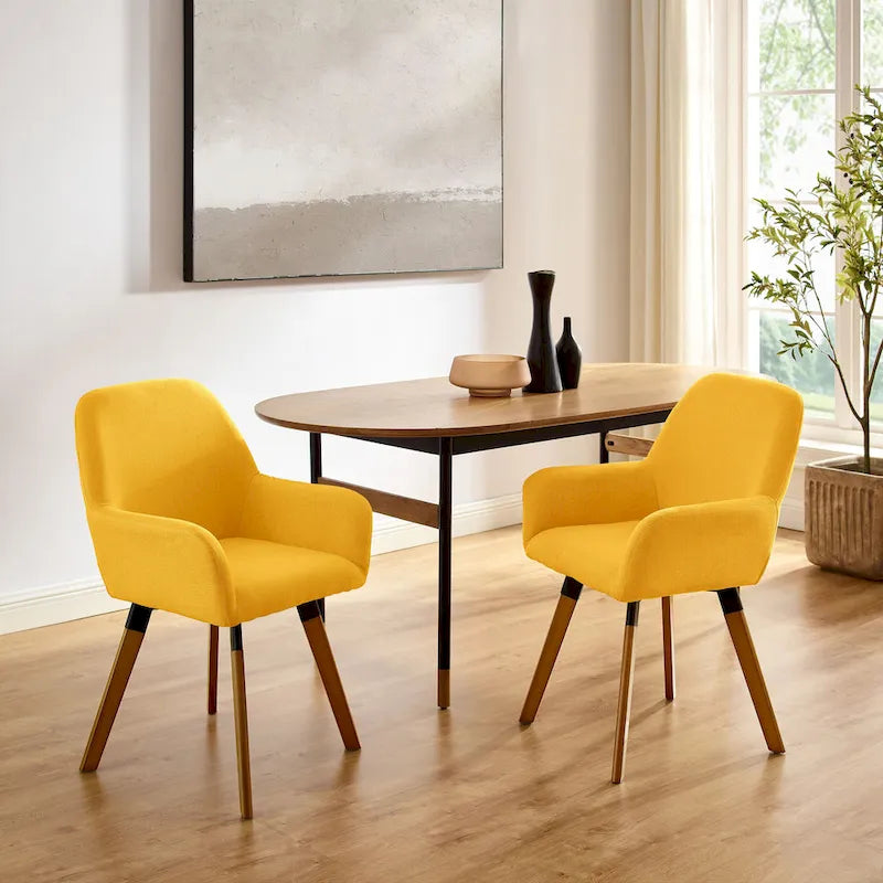 Sedia da pranzo girevole a 360° in tessuto e similpelle, set da 2