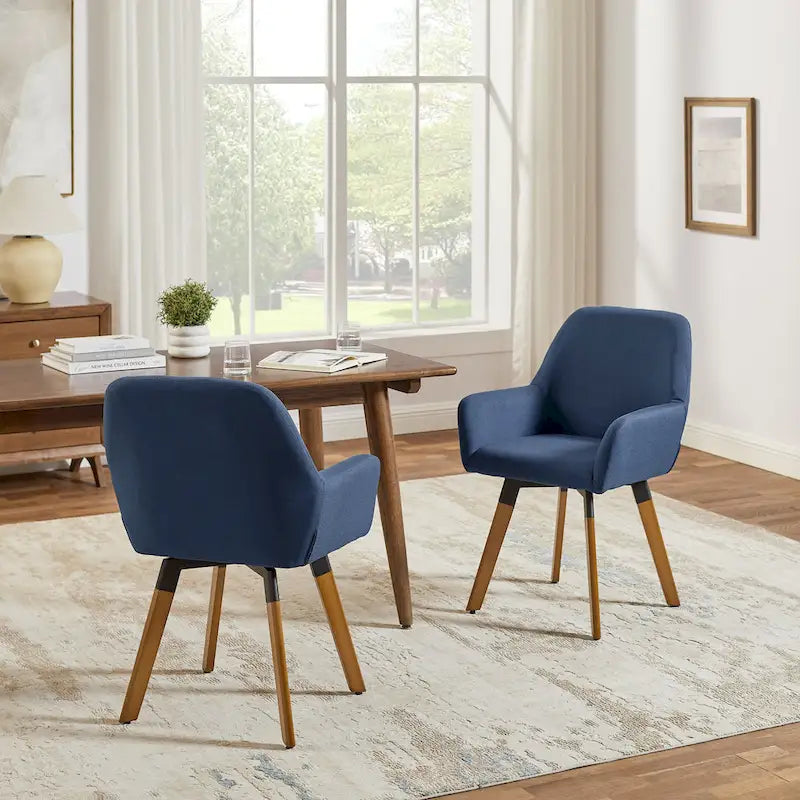 Sedia da pranzo girevole a 360° in tessuto e similpelle, set da 2