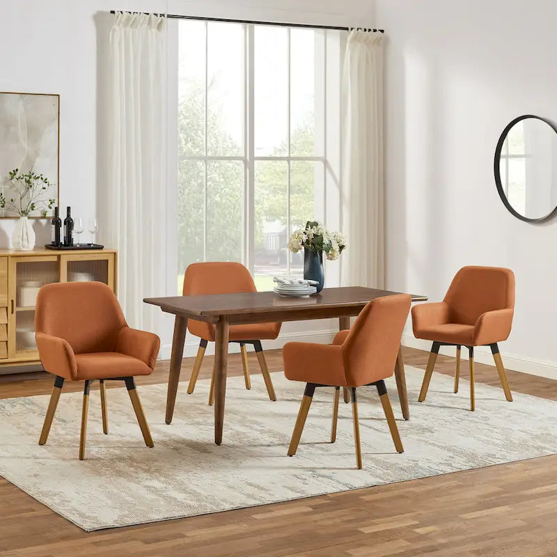 Sedia da pranzo girevole a 360° in tessuto e similpelle, set da 2