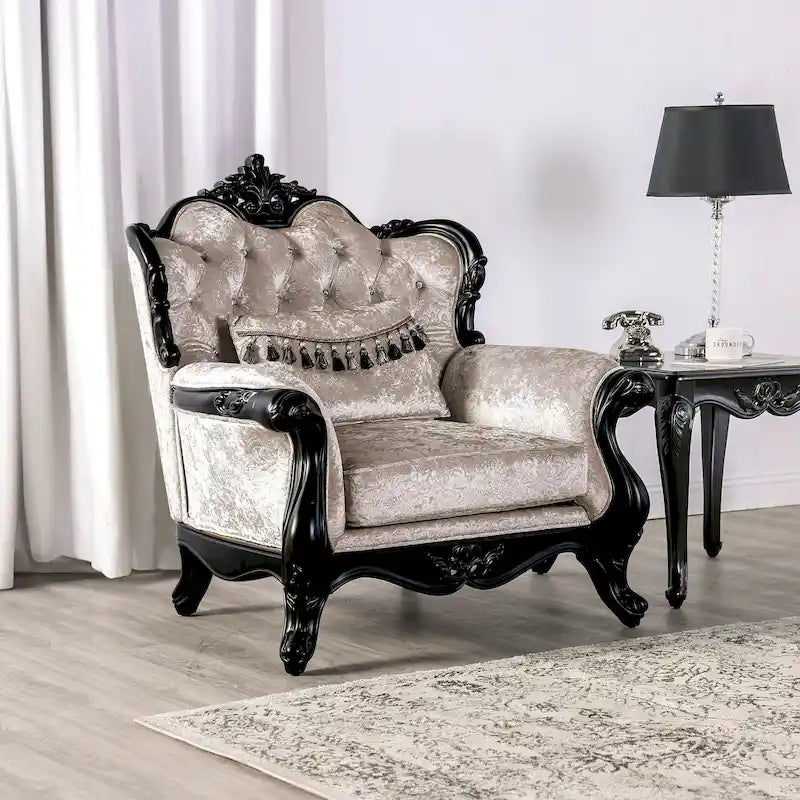Poltrona a pozzetto Off-White/Nero, capitonné, monosedile