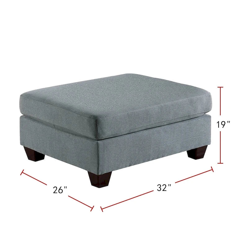 Pouf da cocktail in tessuto di lino grigio/nero, 2-3 posti