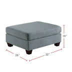 Pouf da cocktail in tessuto di lino grigio/nero, 2-3 posti