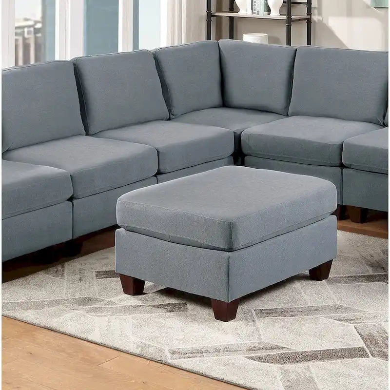 Pouf da cocktail in tessuto di lino grigio/nero, 2-3 posti