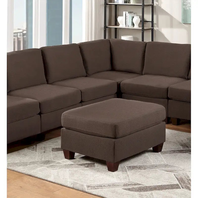 Pouf da cocktail in tessuto di lino grigio/nero, 2-3 posti