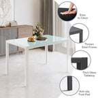 Tavolo da pranzo per 6 persone con piano in marmo/vetro bianco/nero, set da 7 pezzi con sedie in pelle PU con schienale alto