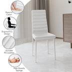 Tavolo da pranzo per 6 persone con piano in marmo/vetro bianco/nero, set da 7 pezzi con sedie in pelle PU con schienale alto