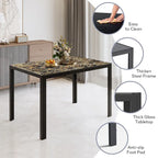 Tavolo da pranzo per 6 persone con piano in marmo/vetro bianco/nero, set da 7 pezzi con sedie in pelle PU con schienale alto