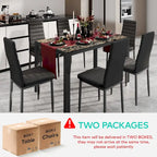 Tavolo da pranzo per 6 persone con piano in marmo/vetro bianco/nero, set da 7 pezzi con sedie in pelle PU con schienale alto