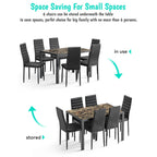 Tavolo da pranzo per 6 persone con piano in marmo/vetro bianco/nero, set da 7 pezzi con sedie in pelle PU con schienale alto