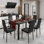 Tavolo da pranzo per 6 persone con piano in marmo/vetro bianco/nero, set da 7 pezzi con sedie in pelle PU con schienale alto