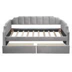 Divano letto singolo imbottito beige/grigio con cassetti portaoggetti, per 1 persona