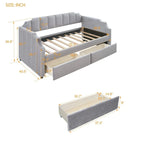 Divano letto singolo imbottito beige/grigio con cassetti portaoggetti, per 1 persona