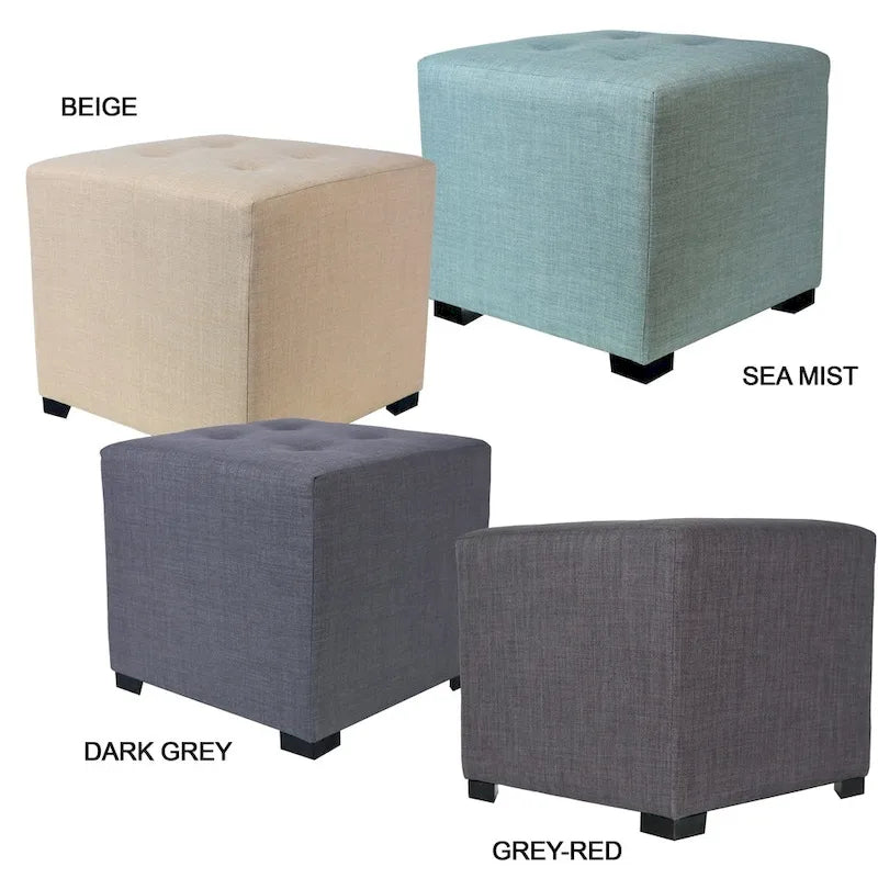 Pouf quadrato con bottoni beige / verde / grigio / grigio scuro, 1 posto