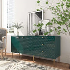 2 Door Sideboard TV Locker Buffet Accent Cabinet with Gold Legs