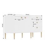 Credenza a 2 ante con 3 cassetti, bianca/blu/verde/nera, gambe dorate, montaggio a 2 persone