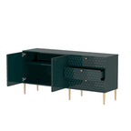 Credenza a 2 ante con 3 cassetti, bianca/blu/verde/nera, gambe dorate, montaggio a 2 persone