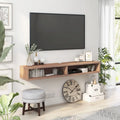 Consolle Multimediale Galleggiante da Parete a 2 Ripiani da 60" – Rovere Invecchiato / Cappuccino / Grigio Anticato / Nero