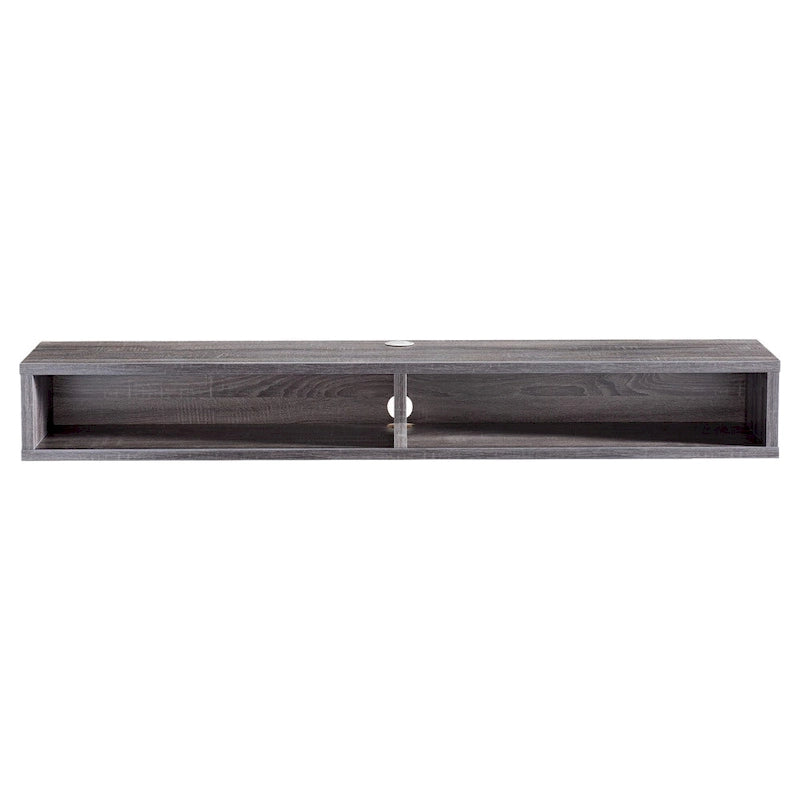 Consolle Multimediale Galleggiante da Parete a 2 Ripiani da 60" – Rovere Invecchiato / Cappuccino / Grigio Anticato / Nero