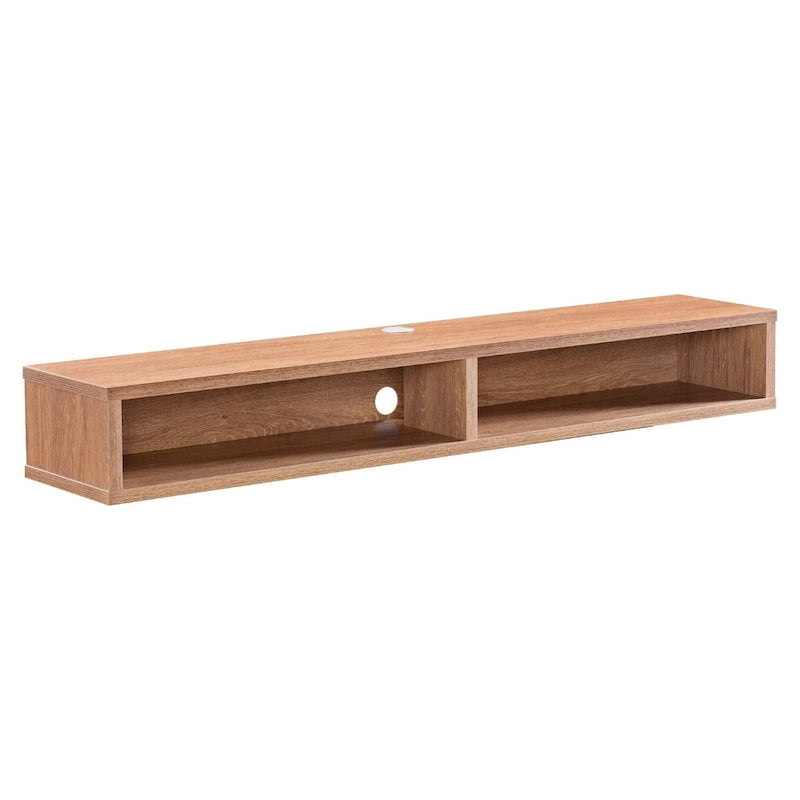 Consolle Multimediale Galleggiante da Parete a 2 Ripiani da 60" – Rovere Invecchiato / Cappuccino / Grigio Anticato / Nero
