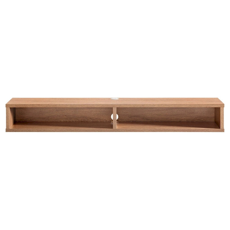 Consolle Multimediale Galleggiante da Parete a 2 Ripiani da 60" – Rovere Invecchiato / Cappuccino / Grigio Anticato / Nero